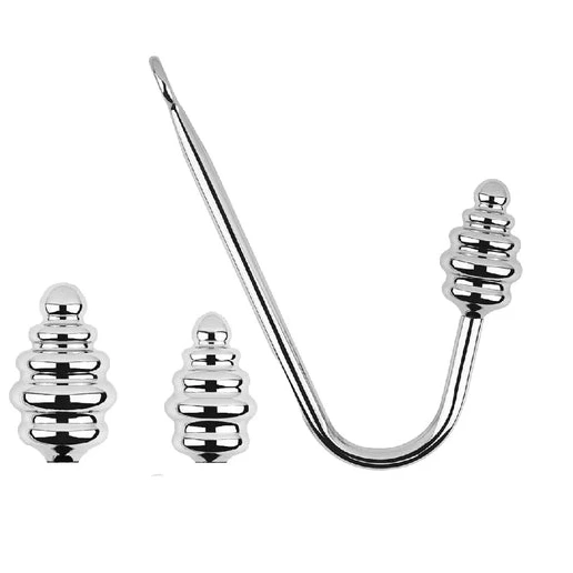 8826 Anal Hook GreatBenefit Set Ribbed Screw-in 0619